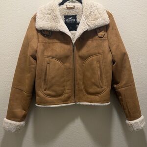 Hollister Women's Faux Suede Shearling Aviator Jacket Size: M